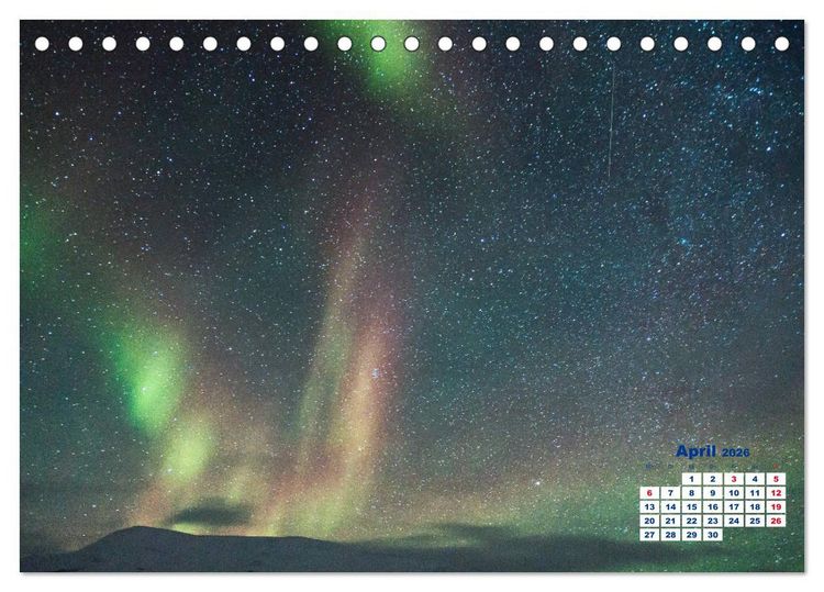 Produktbild: Faszinierende Lichterscheinungen am Himmel - Polarlichter (Tischkalender 2026 DIN A5 quer), CALVENDO Monatskalender