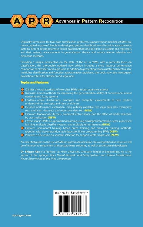 Produktbild: Support Vector Machines for Pattern Classification