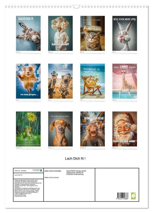 Produktbild: Lach Dich fit ! (Wandkalender 2026 DIN A2 hoch), CALVENDO Monatskalender