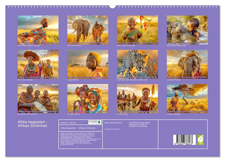 Produktbild: Afrika begeistert - Afrikas Sch&ouml;nheit (hochwertiger Premium Wandkalender 2026 DIN A2 quer), Kunstdruck in Hochglanz