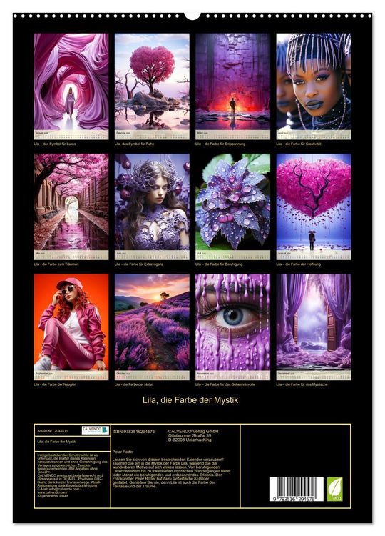 Produktbild: Lila, die Farbe der Mystik (hochwertiger Premium Wandkalender 2026 DIN A2 hoch), Kunstdruck in Hochglanz