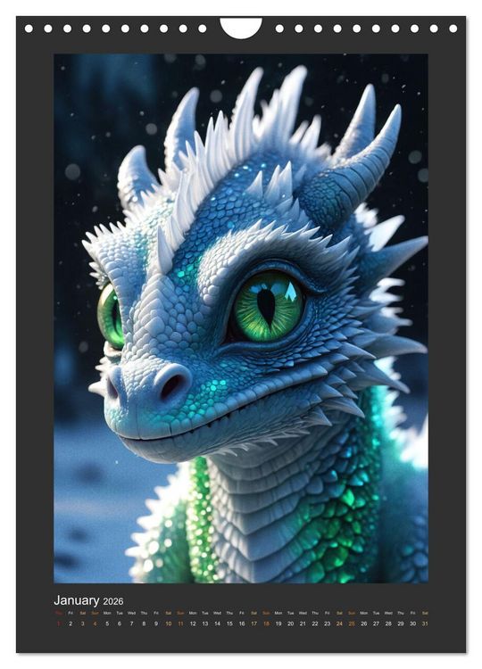 Produktbild: Enchanted Dragons: A year full of little wonders (Wall Calendar 2026 DIN A4 portrait), CALVENDO 12 Month Wall Calendar