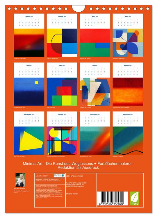 Produktbild: Minimal Art - Die Kunst des Weglassens + Farbfl&auml;chenmalerei - Reduktion als Ausdruck (Wandkalender 2027 DIN A4 hoch), CALVENDO Monatskalender
