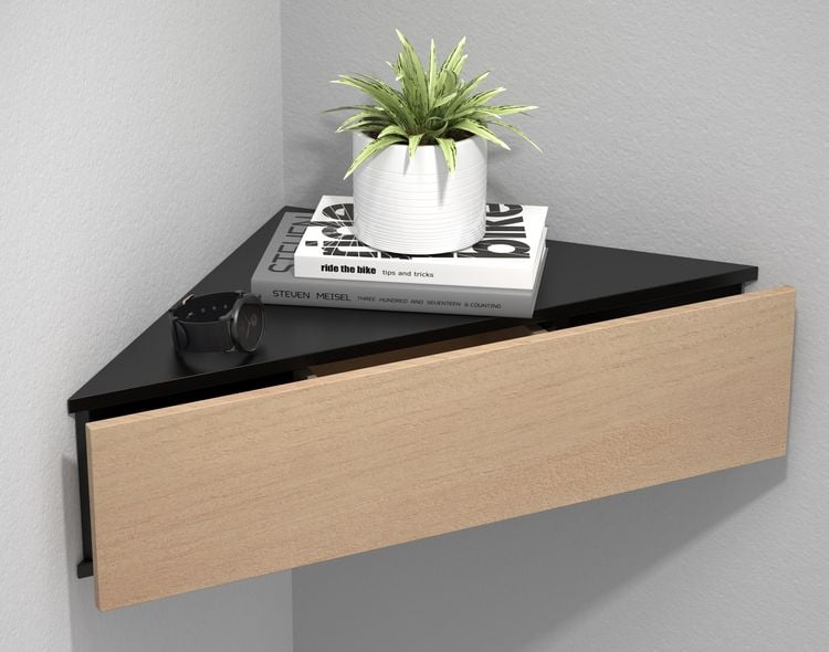 Produktbild: Holz Wandschublade Eckregal Nachttisch Usal S