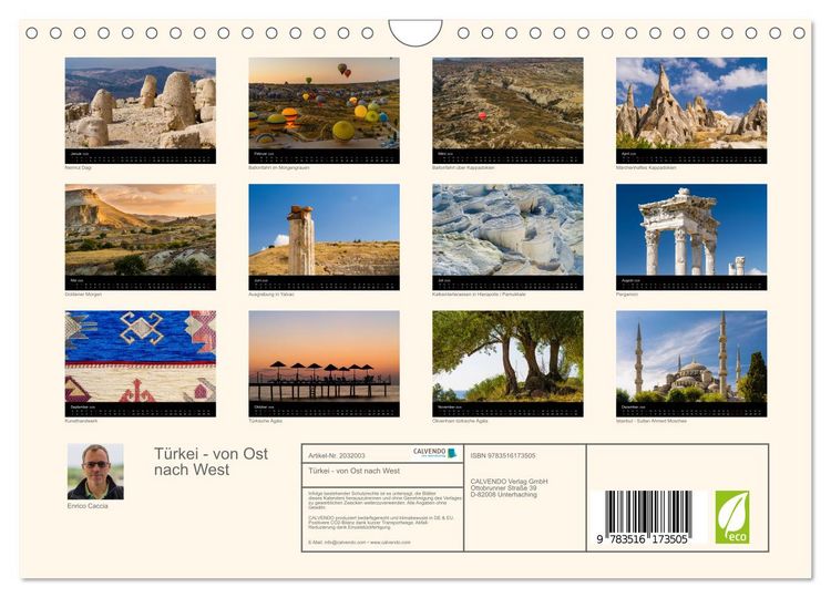 Produktbild: T&uuml;rkei - von Ost nach West (Wandkalender 2026 DIN A4 quer), CALVENDO Monatskalender