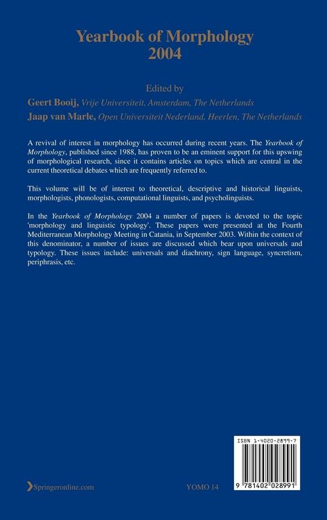 Produktbild: Yearbook of Morphology 2004
