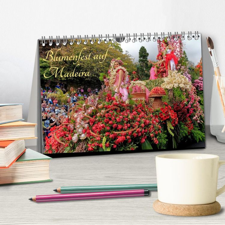 Produktbild: Blumenfest auf Madeira (Tischkalender 2026 DIN A5 quer), CALVENDO Monatskalender