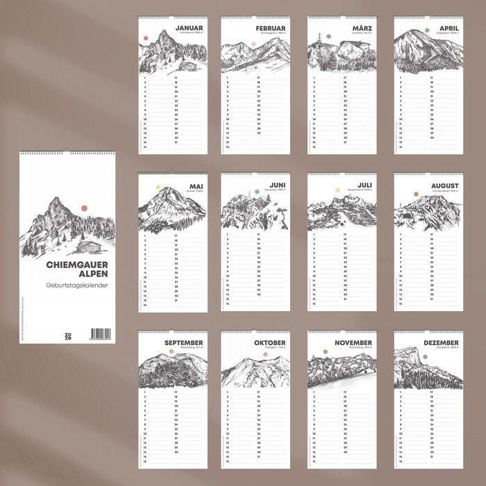 Produktbild: Kleiner Geburtstagskalender "Chiemgauer Alpen", ohne Jahreszahl