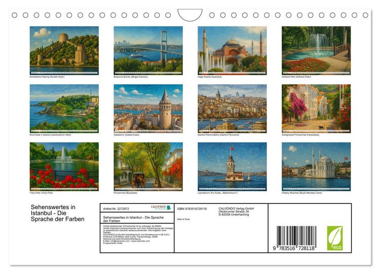 Produktbild: Sehenswertes in Istanbul - Die Sprache der Farben (Wandkalender 2026 DIN A4 quer), CALVENDO Monatskalender