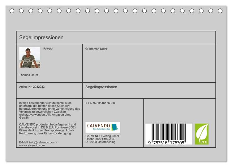 Produktbild: Segelimpressionen (Tischkalender 2026 DIN A5 quer), CALVENDO Monatskalender