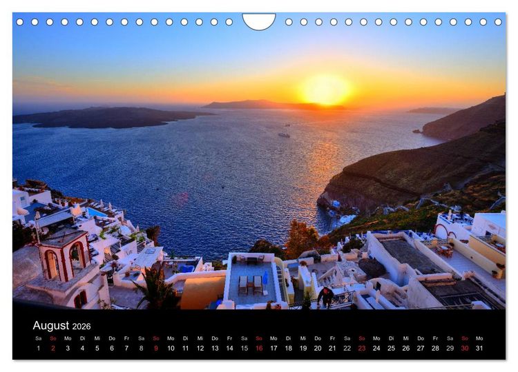 Produktbild: Santorini &ndash; Leben auf dem Vulkan (Wandkalender 2026 DIN A4 quer), CALVENDO Monatskalender