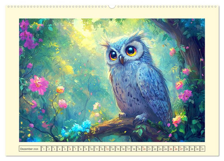 Produktbild: Willkommen im Wunderwald. Zauberhafte Abenteuer mit tierischen Freunden (hochwertiger Premium Wandkalender 2026 DIN A2 quer), Kunstdruck in Hochglanz