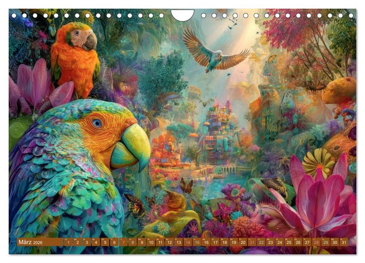 Produktbild: Dschungelzauber - Kunstvolle Werke (Wandkalender 2026 DIN A4 quer), CALVENDO Monatskalender