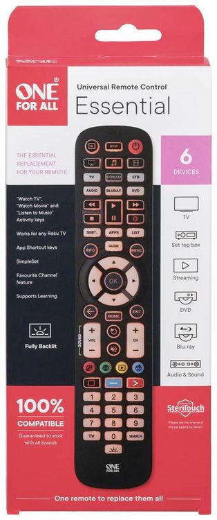 Produktbild: One For All URC 3661 Universal Fernbedienung Schwarz
