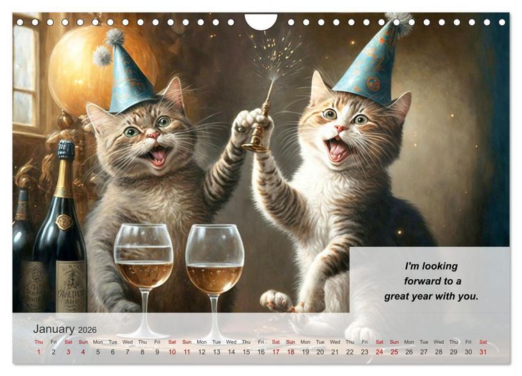 Produktbild: The humoristic cat guide (Wall Calendar 2026 DIN A4 landscape), CALVENDO 12 Month Wall Calendar