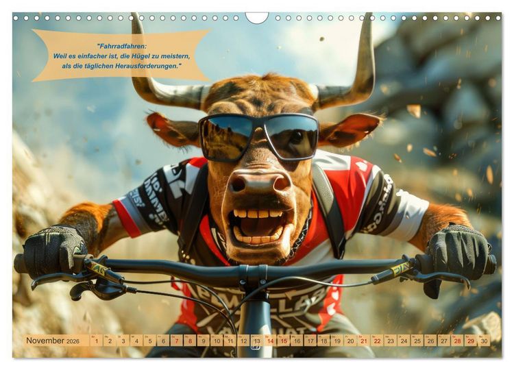 Produktbild: Der tierisch lustige Fahrradkalender (Wandkalender 2026 DIN A3 quer), CALVENDO Monatskalender