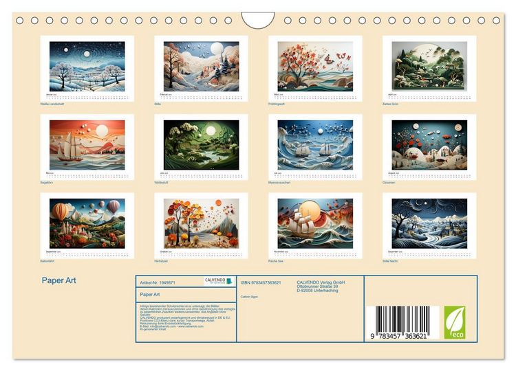 Produktbild: Paper Art (Wandkalender 2026 DIN A4 quer), CALVENDO Monatskalender