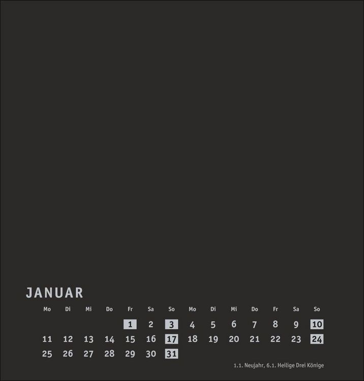 Produktbild: Premium-Bastelkalender schwarz mittel 2027