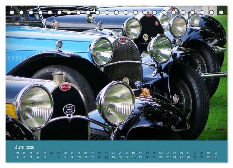Produktbild: Bugatti - fahrende Kunstwerke (Tischkalender 2026 DIN A5 quer), CALVENDO Monatskalender