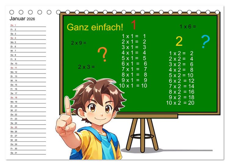Produktbild: Mathematik f&uuml;r Grundsch&uuml;ler (Tischkalender 2026 DIN A5 quer), CALVENDO Monatskalender
