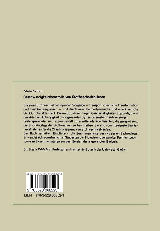 Produktbild: Prinzipien der Geschwindigkeitskontrolle von Stoffwechselabl&auml;ufen