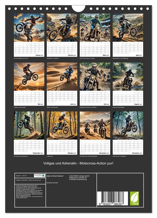 Produktbild: Vollgas und Adrenalin - Motocross-Action pur! (Wandkalender 2026 DIN A4 hoch), CALVENDO Monatskalender