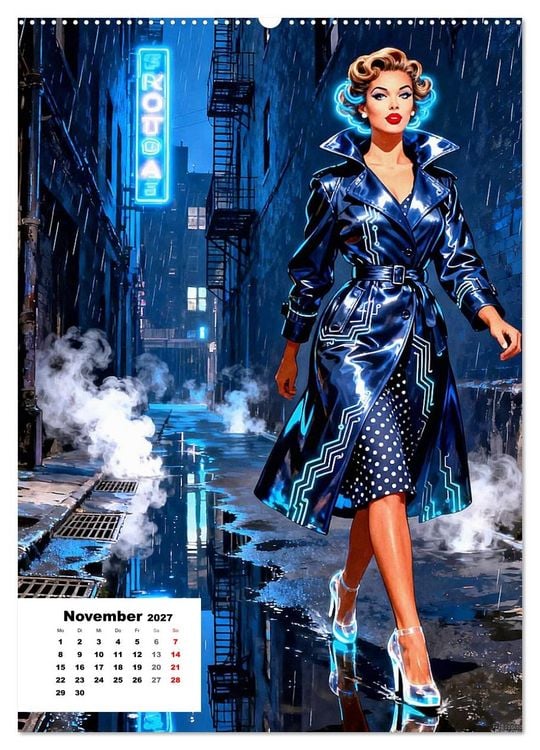 Produktbild: Neon-Girls (hochwertiger Premium Wandkalender 2027 DIN A2 hoch), Kunstdruck in Hochglanz