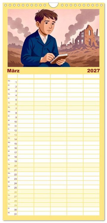Produktbild: Familienplaner 2027 - Michael Ende mit 5 Spalten (Wandkalender, 21 x 45 cm) CALVENDO