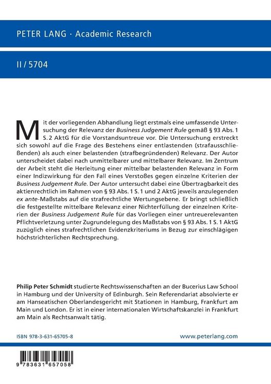 Produktbild: Die Relevanz der &laquo;Business Judgement Rule&raquo; (&sect; 93 Abs. 1 S. 2 AktG) f&uuml;r die Vorstandsuntreue