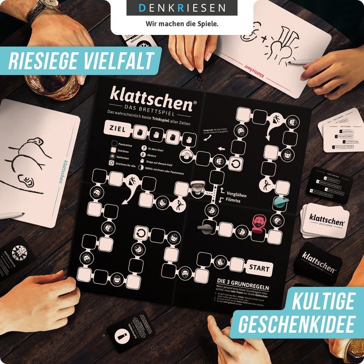 Produktbild: DENKRIESEN - klattschen&reg; - Trinkspiel - DAS BRETTSPIEL - Das wahrscheinlich be