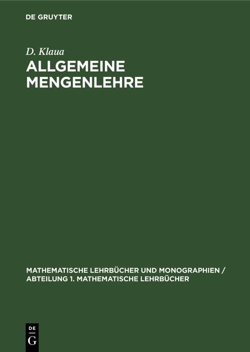 Produktbild: Allgemeine Mengenlehre