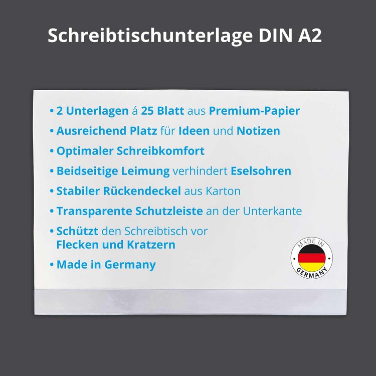 Produktbild: Scriptum Schreibtischunterlage weiss DIN A2 blanko, Malunterlage aus Papier zum Abrei&szlig;en 2er Set mit je 25 Blatt, 59,4 x 42 cm