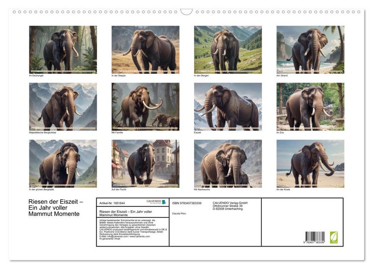 Produktbild: Riesen der Eiszeit &ndash; Ein Jahr voller Mammut Momente (Wandkalender 2026 DIN A2 quer), CALVENDO Monatskalender
