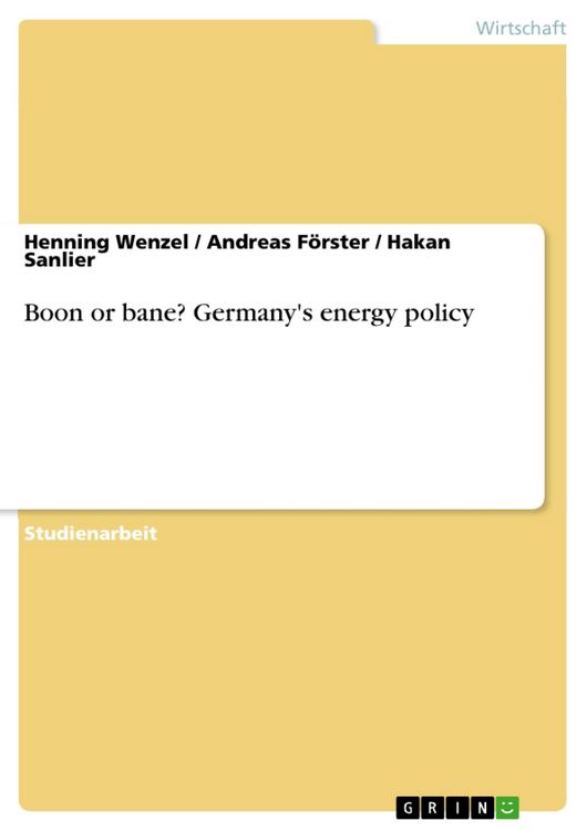 Produktbild: Boon or bane? Germany's energy policy