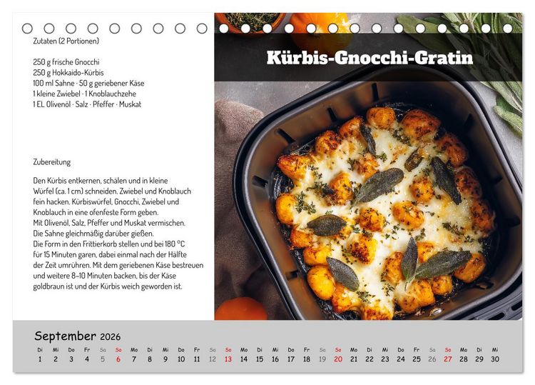 Produktbild: Rezepte f&uuml;r die Hei&szlig;luftfritteuse - vegetarisch, schnell und einfach (Tischkalender 2026 DIN A5 quer), CALVENDO Monatskalender