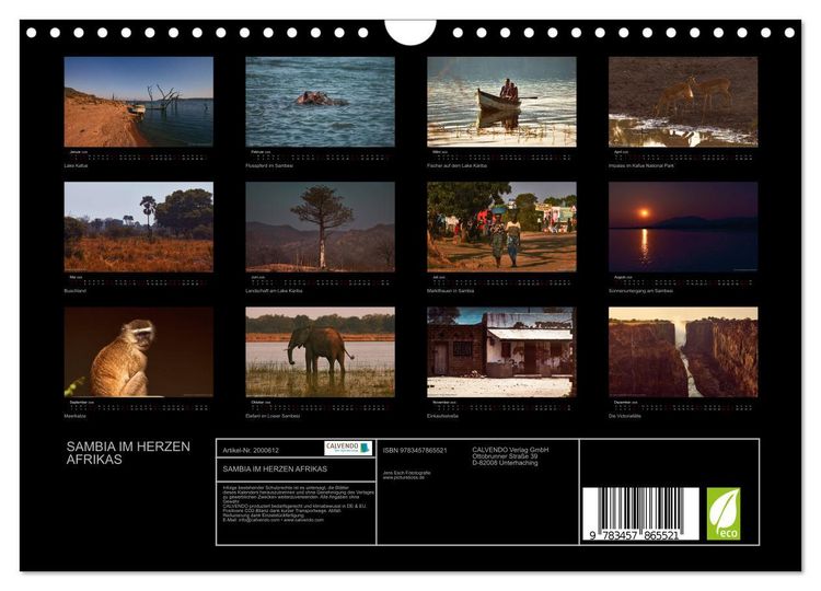 Produktbild: SAMBIA IM HERZEN AFRIKAS (Wandkalender 2026 DIN A4 quer), CALVENDO Monatskalender