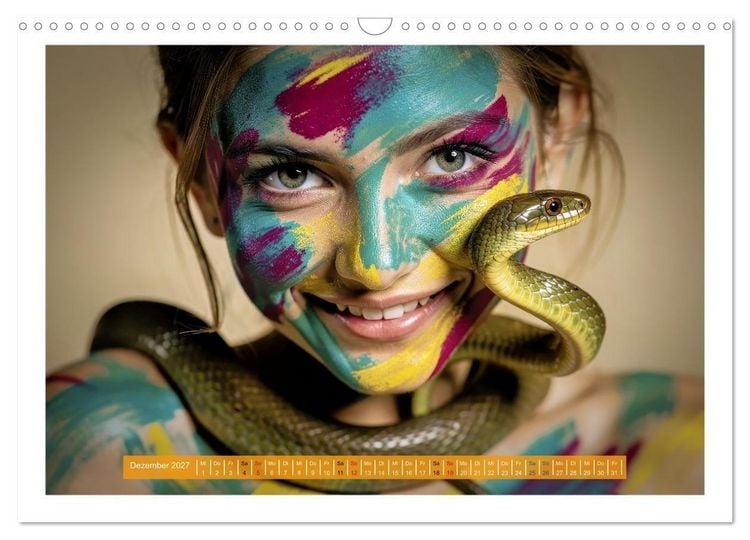Produktbild: Body Painting mit Schlange (Wandkalender 2027 DIN A3 quer), CALVENDO Monatskalender