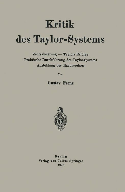Produktbild: Kritik des Taylor-Systems