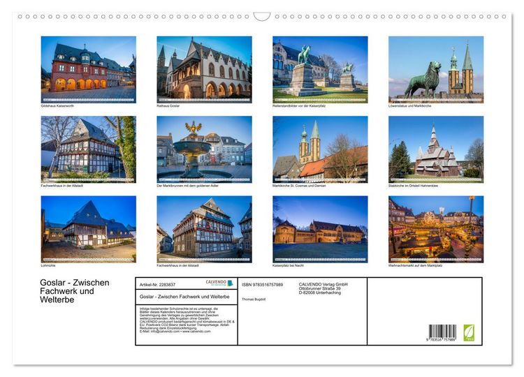 Produktbild: Goslar - Zwischen Fachwerk und Welterbe (Wandkalender 2027 DIN A2 quer), CALVENDO Monatskalender