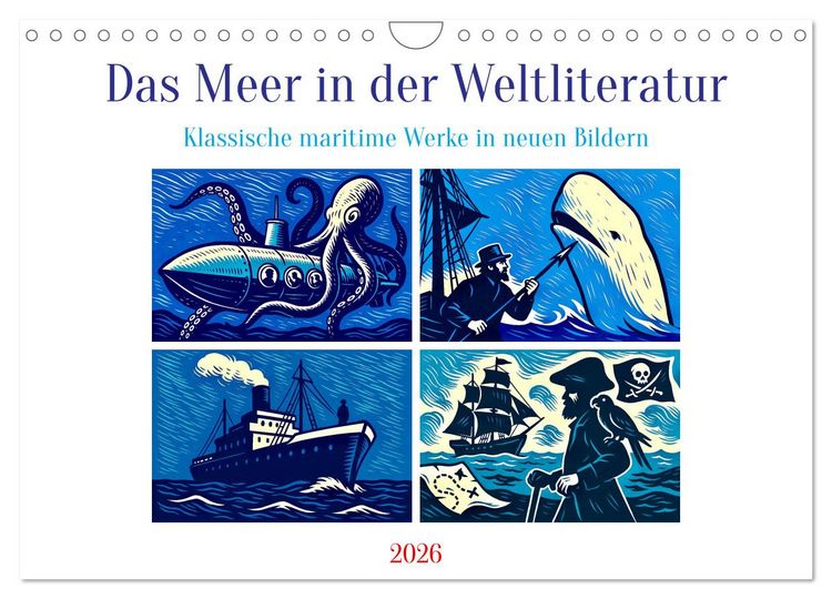Produktbild: Das Meer in der Weltliteratur (Wandkalender 2026 DIN A4 quer), CALVENDO Monatskalender