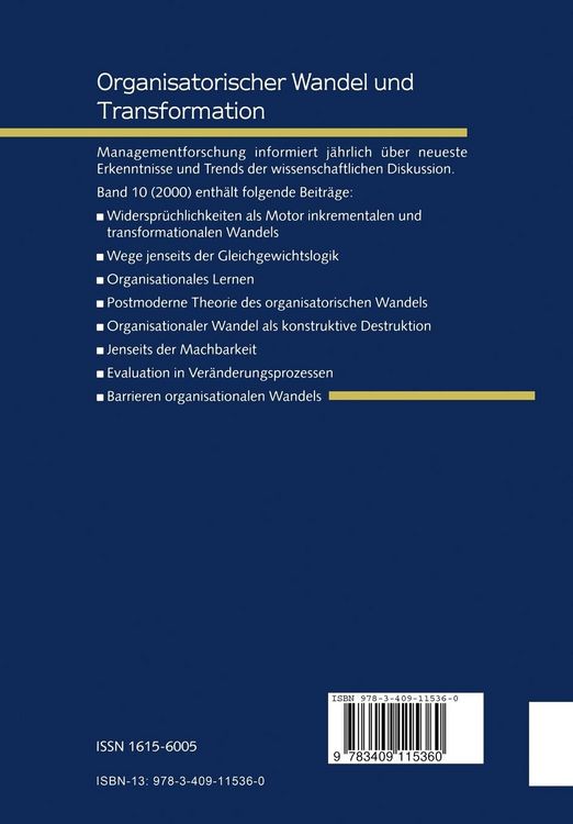 Produktbild: Organisatorischer Wandel und Transformation