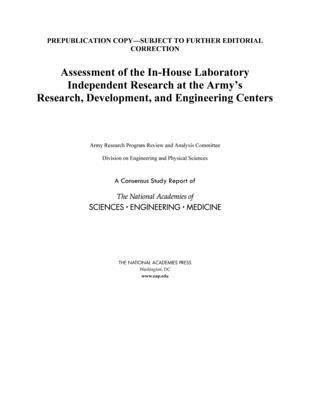 Produktbild: Assessment of the In-House Laboratory Independent Research at the Army's Research, Development, and Engineering Centers