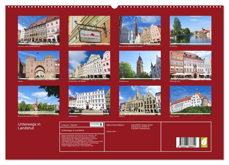 Produktbild: Unterwegs in Landshut (hochwertiger Premium Wandkalender 2026 DIN A2 quer), Kunstdruck in Hochglanz