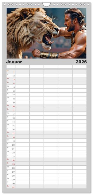 Produktbild: Familienplaner 2026 - Gladiatoren - ein Leben f&uuml;r den Kampf mit 5 Spalten (Wandkalender, 21 x 45 cm) CALVENDO