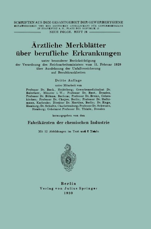 Produktbild: &Auml;rztliche Merkbl&auml;tter &uuml;ber berufliche Erkrankungen