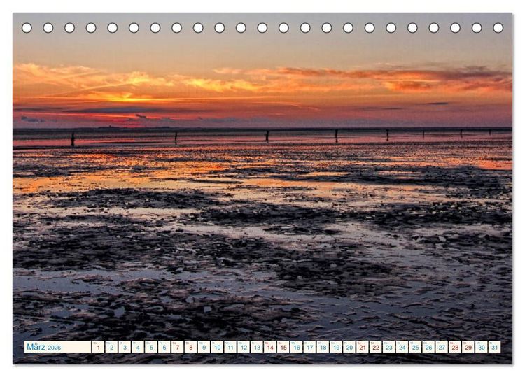 Produktbild: Sonnenunterg&auml;nge, an der Nordseek&uuml;ste vor Cuxhaven (Tischkalender 2026 DIN A5 quer), CALVENDO Monatskalender