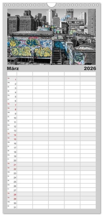 Produktbild: Familienplaner 2026 - New York &ndash; The Big Apple mit 5 Spalten (Wandkalender, 21 x 45 cm) CALVENDO