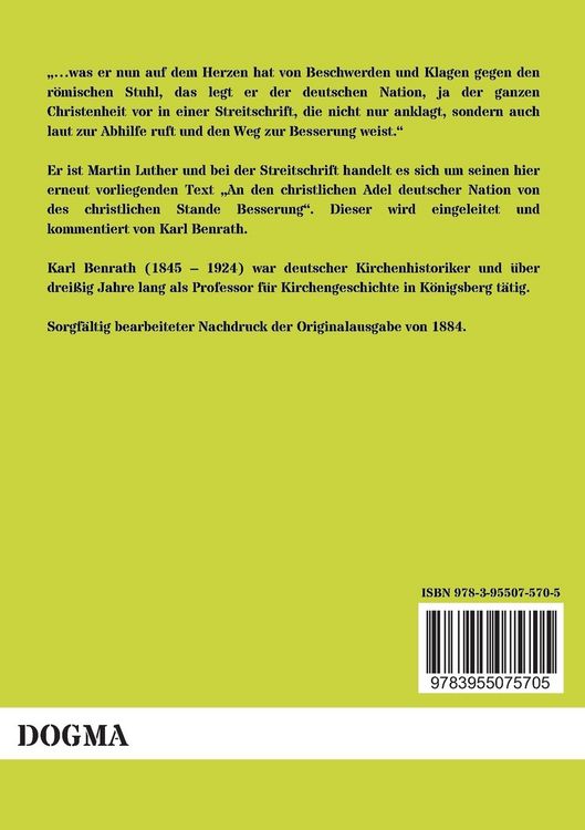 Produktbild: An den christlichen Adel deutscher Nation von des christlichen Stande Besserung