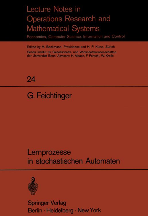 Bild vom Artikel Lernprozesse in stochastischen Automaten vom Autor Gustav Feichtinger