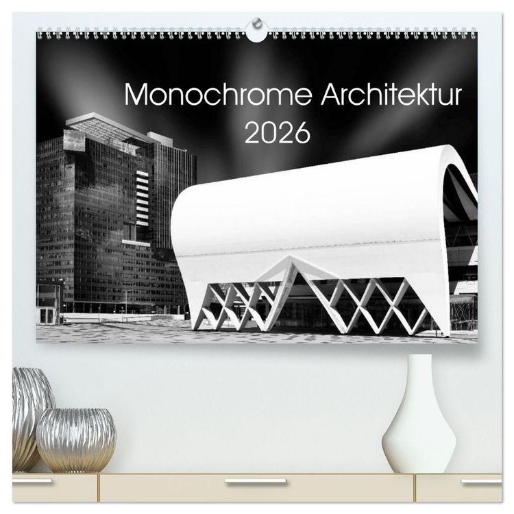 Produktbild: Monochrome Architektur (hochwertiger Premium Wandkalender 2026 DIN A2 quer), Kunstdruck in Hochglanz